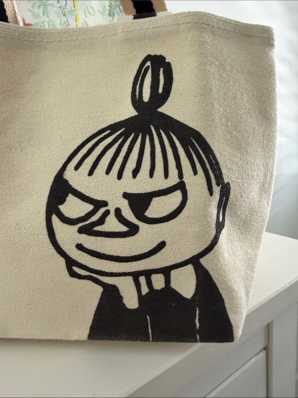 Moomin Little My Canvas Mini Tote Bag in Cream with Black Graphics - Picture 7 of 8